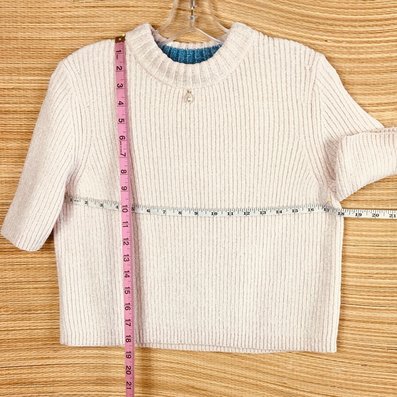 STAUD Short Sleeves Pearl Embellished Mock Neck As Seen On TV Sweater Size L - Picture 11 of 11